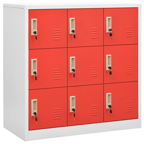 Lockerkast 90x45x92,5 cm staal lichtgrijs en rood 1