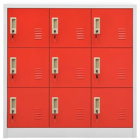 Lockerkast 90x45x92,5 cm staal lichtgrijs en rood 2