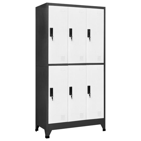 Lockerkast 90x45x180 cm staal antracietkleurig en wit 1