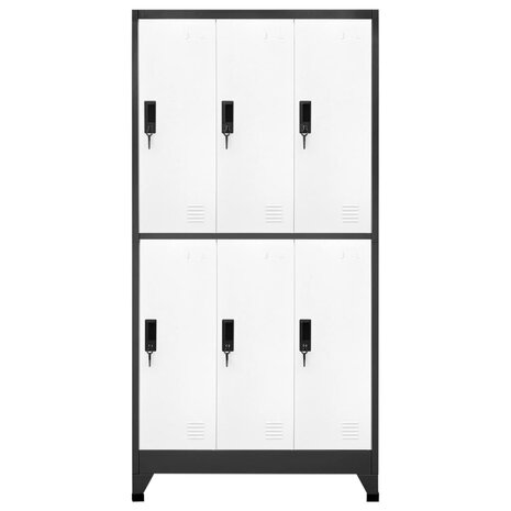 Lockerkast 90x45x180 cm staal antracietkleurig en wit 2