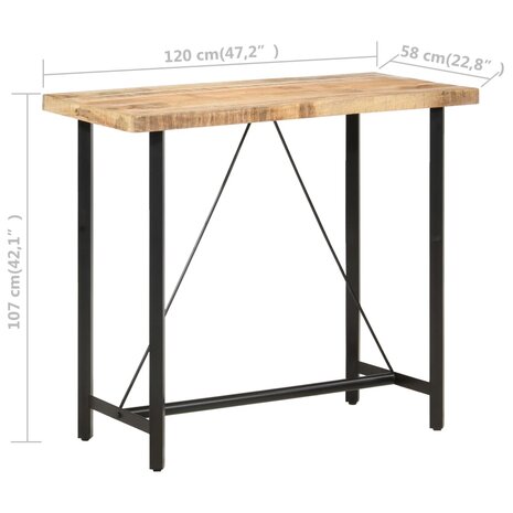 Bartafel 120x58x107 cm ruw mangohout 7