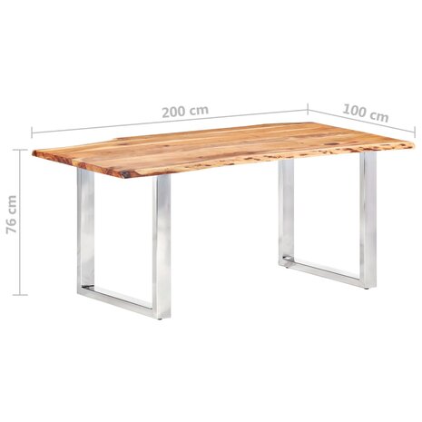 Eetkamertafel met natuurlijke randen 3,8 cm 200 cm acaciahout 7