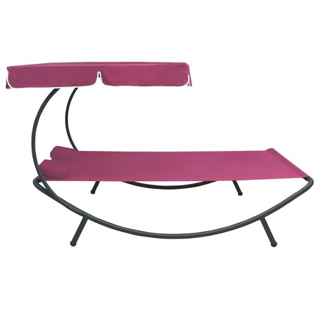 Loungebed met luifel en kussens roze 3