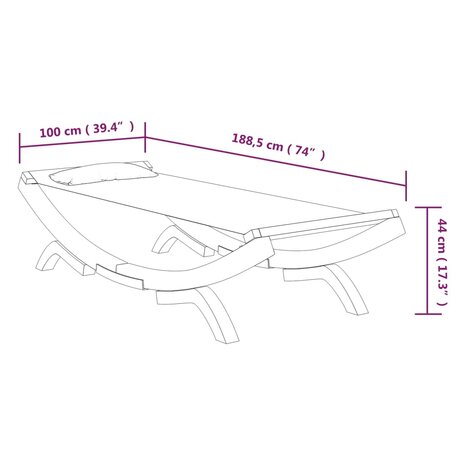 Loungebed 100x188,5x44 cm massief gebogen hout antracietkleurig 6