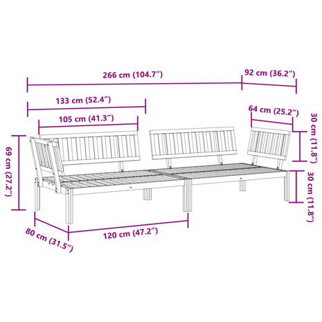 Tuinhoekbanken 2 st pallet massief acaciahout 5