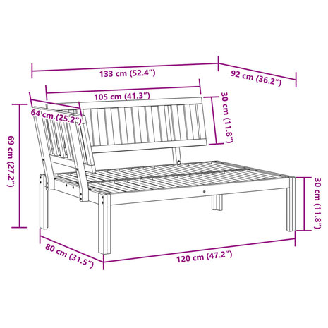 Tuinhoekbank pallet massief acaciahout 8