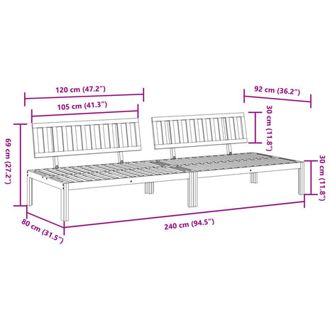 Tuinmiddenbanken 2 st pallet massief acaciahout 7