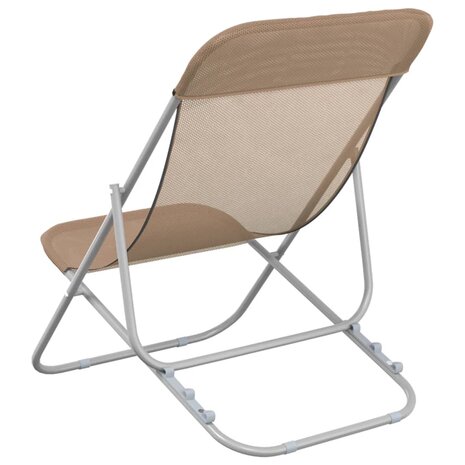 Strandstoelen 2 st textileen en gepoedercoat staal taupe 6