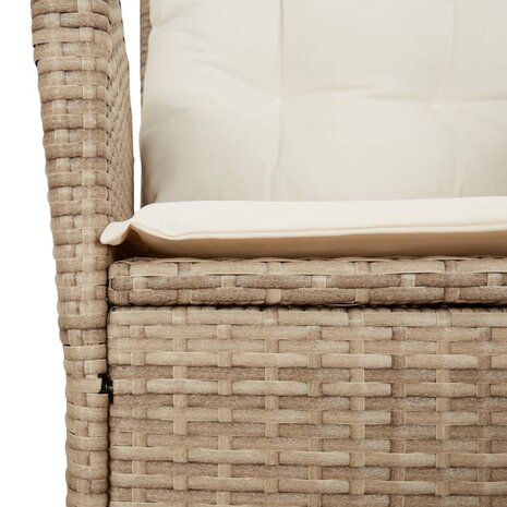 Tuinstoel verstelbaar met kussens poly rattan beige 9