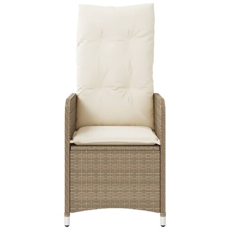 Tuinstoel verstelbaar met kussens poly rattan beige 4