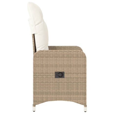 Tuinstoel verstelbaar met kussens poly rattan beige 5