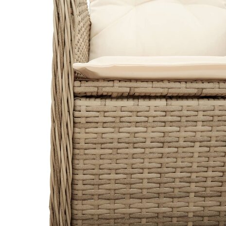 Tuinstoel verstelbaar met kussens poly rattan beige 8