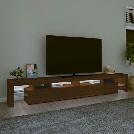 Tv-meubel met LED-verlichting 260x36,5x40 cm bruin eikenkleur 3