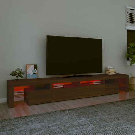 Tv-meubel met LED-verlichting 260x36,5x40 cm bruin eikenkleur 5