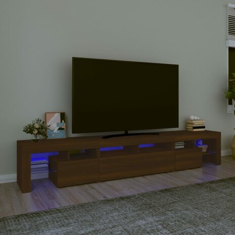 Tv-meubel met LED-verlichting 230x36,5x40 cm bruin eikenkleur 1