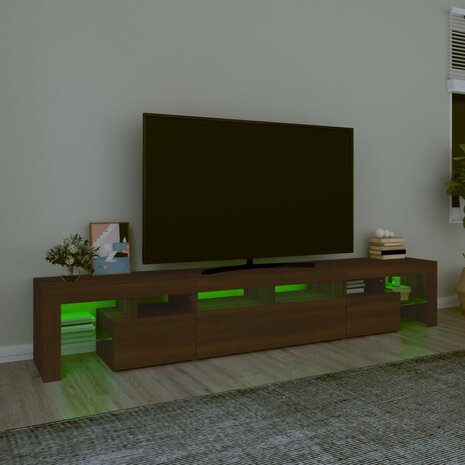 Tv-meubel met LED-verlichting 230x36,5x40 cm bruin eikenkleur 4