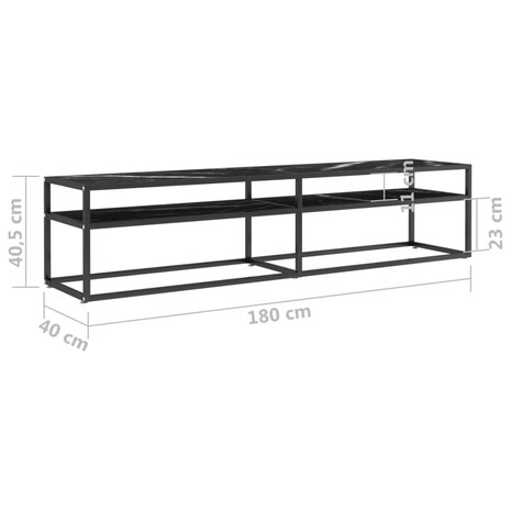 Tv-meubel 180x40x40,5 cm gehard glas zwartmarmerkleurig 7