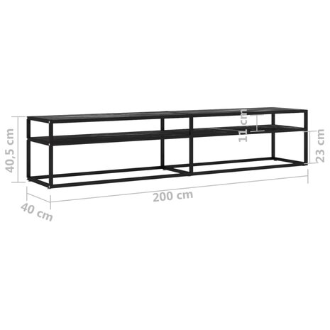 Tv-meubel 200x40x40,5 cm gehard glas zwartmarmerkleurig 7