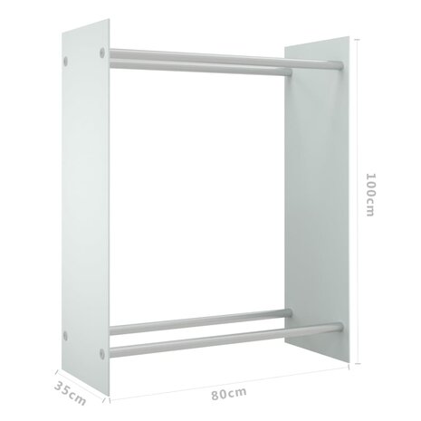 Haardhoutrek 80x35x100 cm gehard glas wit 6