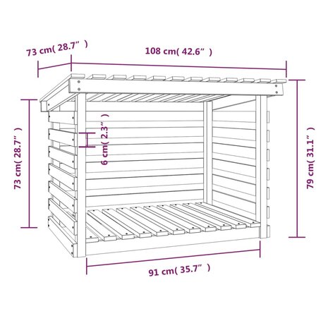 Haardhoutrek 108x73x79 cm massief grenenhout 8