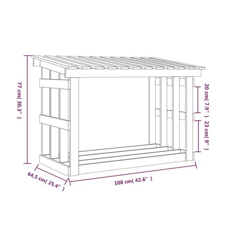 Haardhoutrek 108x64,5x77 cm massief grenenhout zwart 8