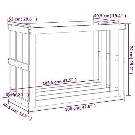 Houtblokhouder 108x52x74 cm massief grenenhout 9