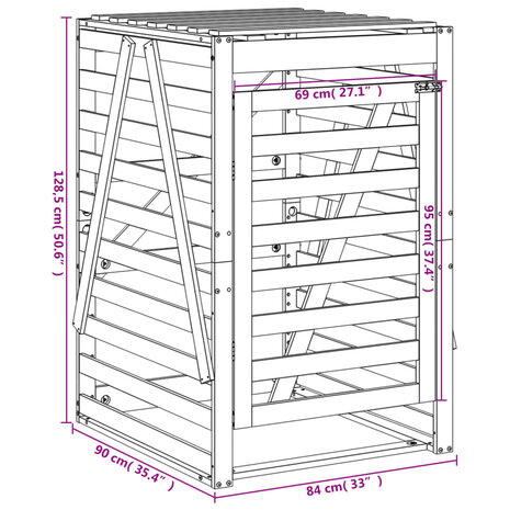 Containerberging 84x90x128,5 cm massief grenenhout wit 12