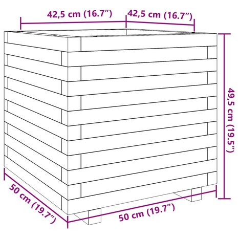 Plantenbak 50x50x49,5 cm massief grenenhout 10