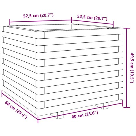 Plantenbak 60x60x49,5 cm massief grenenhout 10