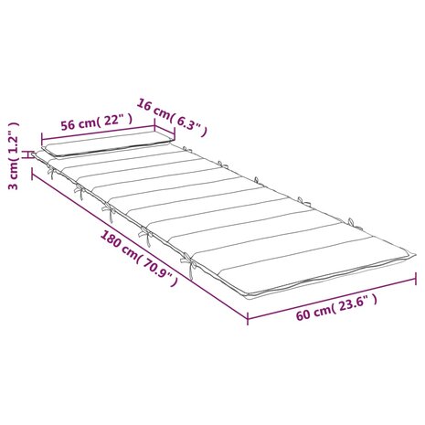 Ligbedkussen 180x60x3 cm oxford stof antracietkleurig 9