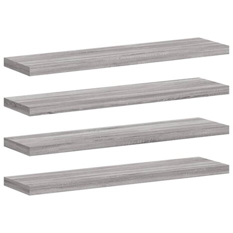 Wandschappen 4 st 40x10x1,5 cm bewerkt hout grijs sonoma eiken 2