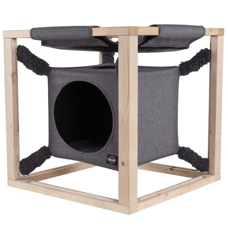 Quapas! Kattenbed met hangmat Catcube M 54x54x54 cm grijs 1