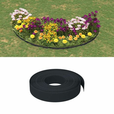 Tuinbegrenzing 10 m 10 cm polyetheen zwart 1