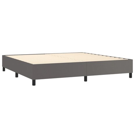 Boxspringframe kunstleer grijs 200x200 cm 4