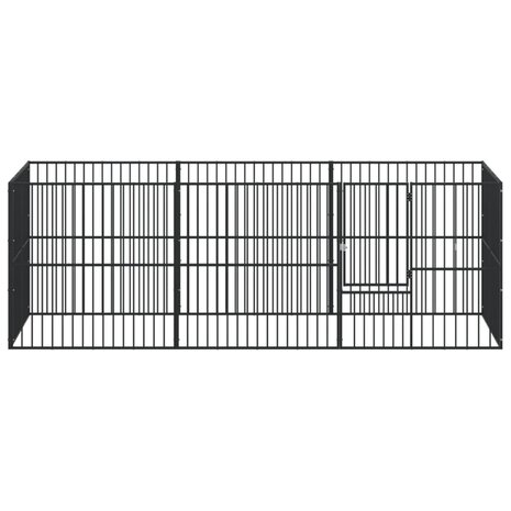 Hondenkennel 8 panelen gepoedercoat staal zwart 4