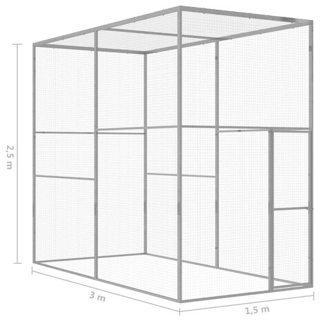 Kattenkooi 3x1,5x2,5 m gegalvaniseerd staal 5