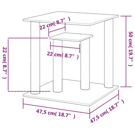 Krabpaal met platforms 50 cm crèmekleurig 6