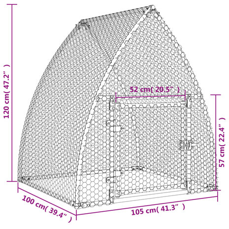 Kippenhok 100x105x120 cm gegalvaniseerd staal zilverkleurig 11