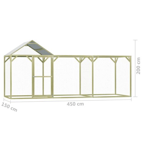 Kippenhok 4,5x1,5x2 m geïmpregneerd grenenhout 7