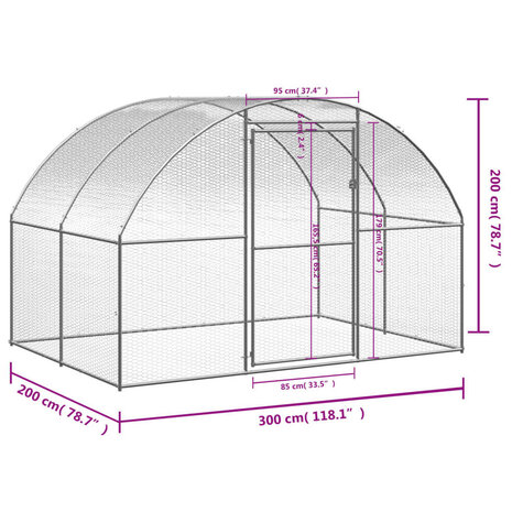 Kippenren 3x2x2 m gegalvaniseerd staal 8