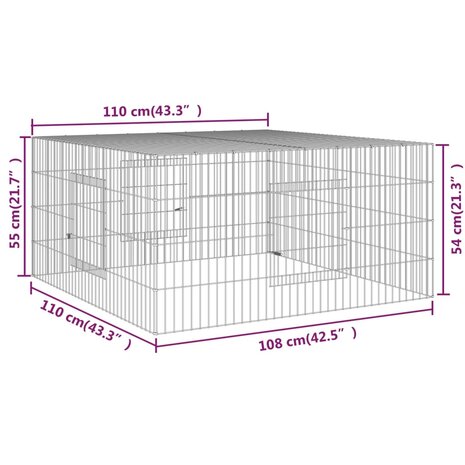 Konijnenkooi 110x110x55 cm gegalvaniseerd ijzer 7