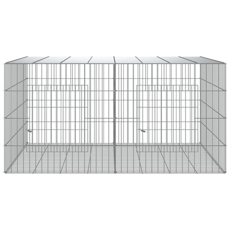 Konijnenkooi met 2 panelen 110x79x54 cm gegalvaniseerd ijzer 3