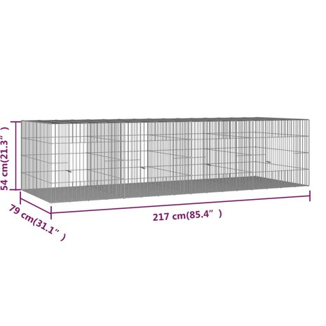 Konijnenkooi met 4 panelen 217x79x54 cm gegalvaniseerd ijzer 7