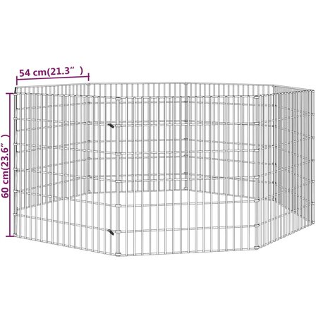 Konijnenkooi met 8 panelen 54x60 cm gegalvaniseerd ijzer 8