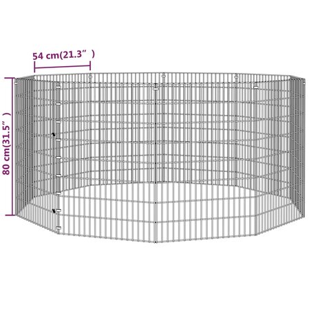 Konijnenkooi met 10 panelen 54x80 cm gegalvaniseerd ijzer 8