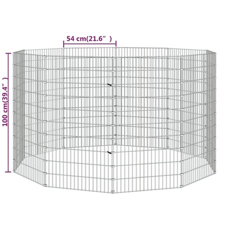 Konijnenkooi met 10 panelen 54x100 cm gegalvaniseerd ijzer 8