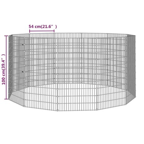 Konijnenkooi met 12 panelen 54x100 cm gegalvaniseerd ijzer 8