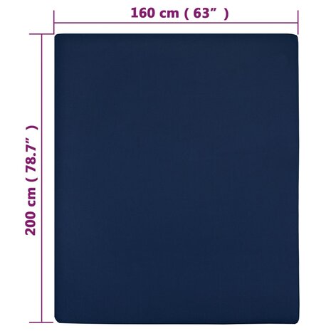 Hoeslakens 2 st jersey 160x200 cm katoen marineblauw 4