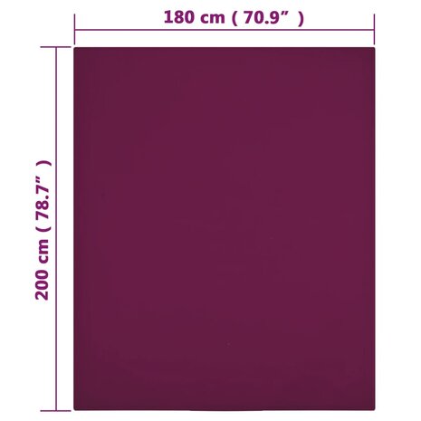 Hoeslakens jersey 2 st 180x200 cm katoen bordeauxrood 4