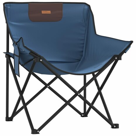 Campingstoelen 2 st met vakje inklapbaar blauw 4